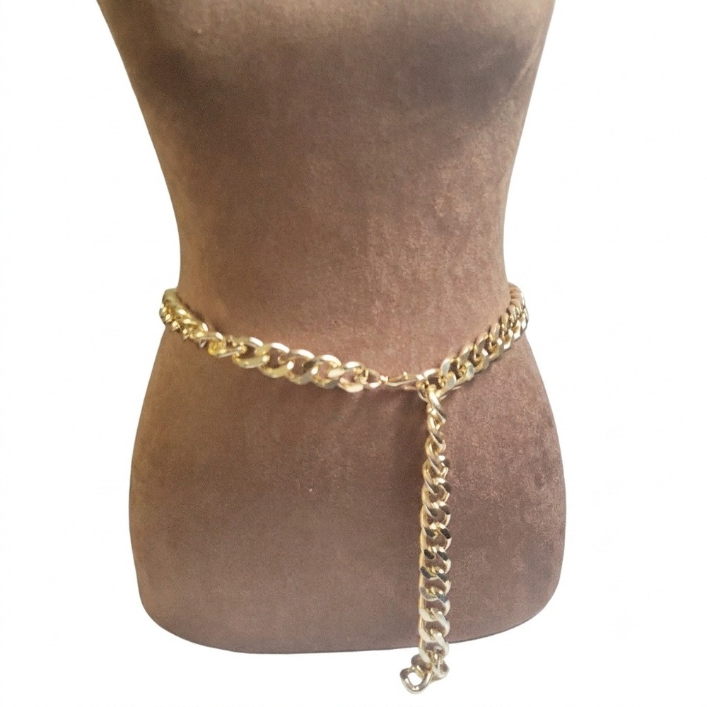 Gold Chunky Curb Link Belt/ Statement Necklace 36" Long Streetwear Hip Hop